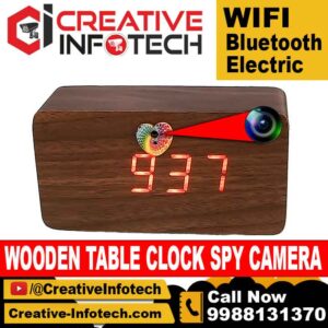 WOODEN TABLE CLOCK SPY CAMERA