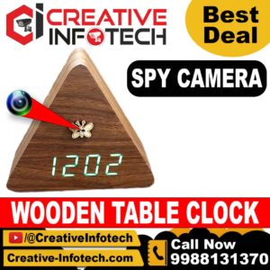 WOODEN TABLE CLOCK SPY CAMERA