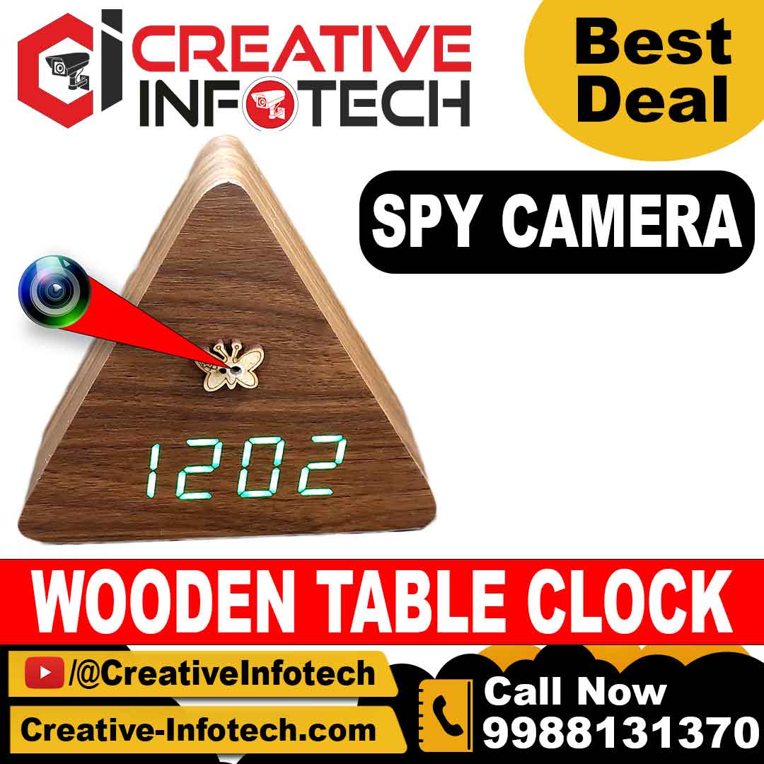 WOODEN TABLE CLOCK SPY CAMERA - CREATIVE INFOTECH LUDHIANA